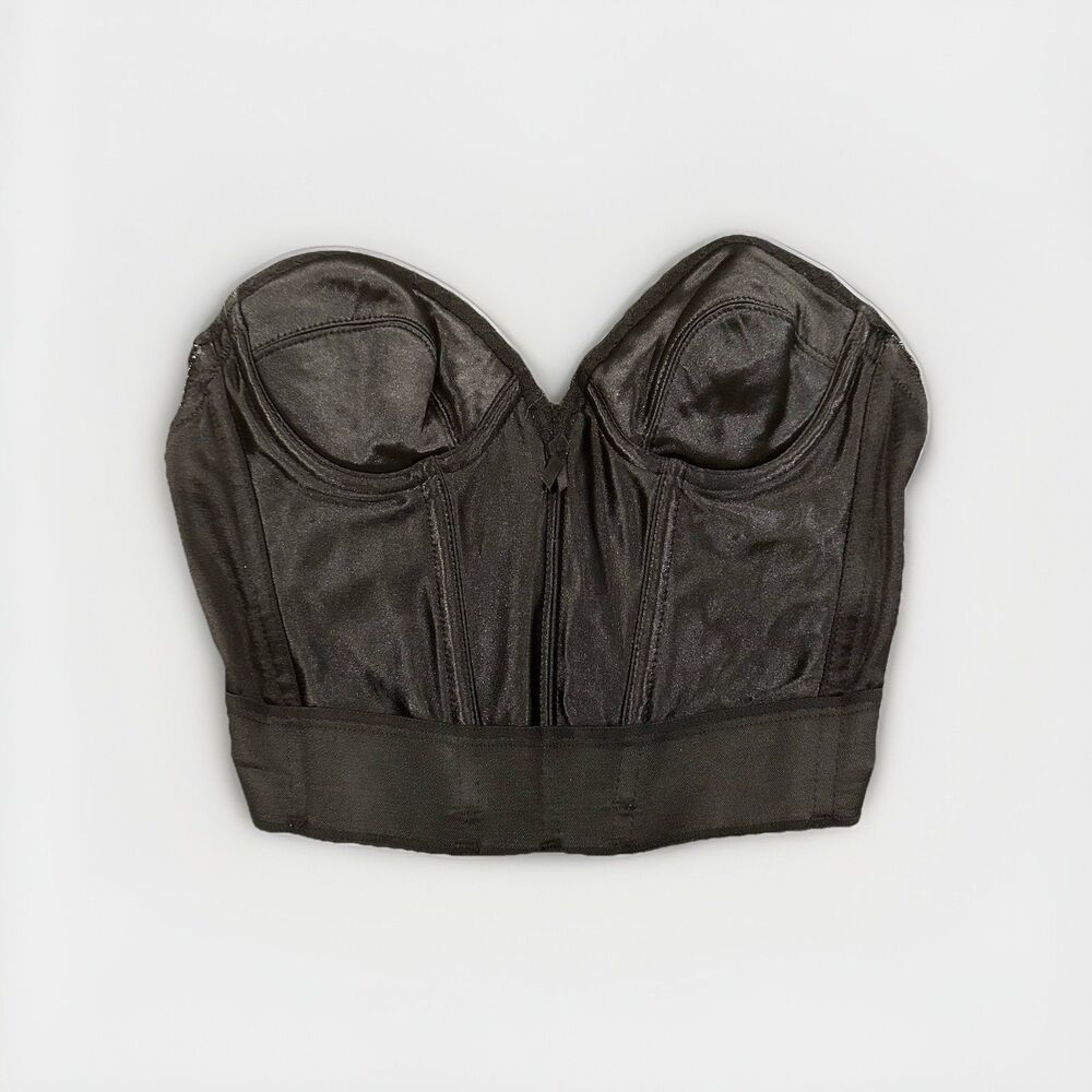 Vintage Victoria's Secret Black Strapless Bustier Bra Top 34A Lingerie Style 462